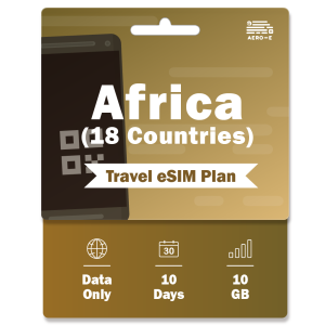 Africa 18 countries Data eSIM 10GB for 10 Days(M)