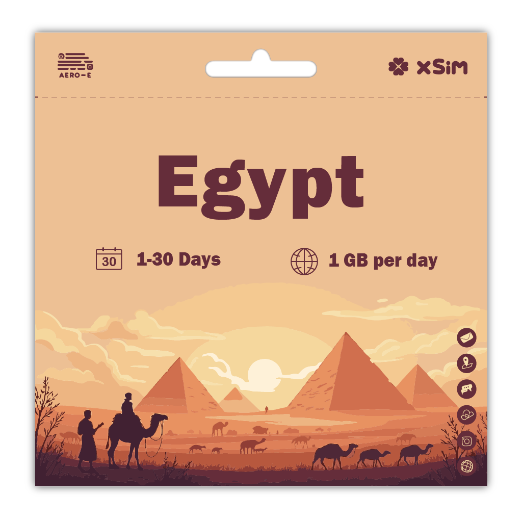 【XSIM】Egypt Data eSIM 1GB/Day for 1-30 days (Refillable)