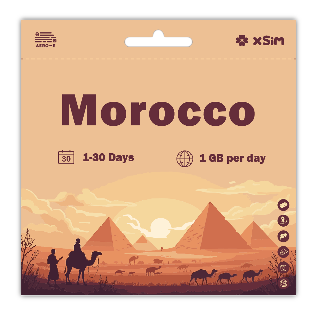 【XSIM】Morocco Data eSIM 1GB/Day for 1-30 days (Refillable)